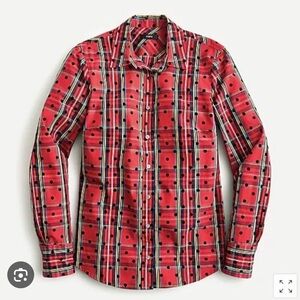 J. Crew polka dot Stewart tartan button down